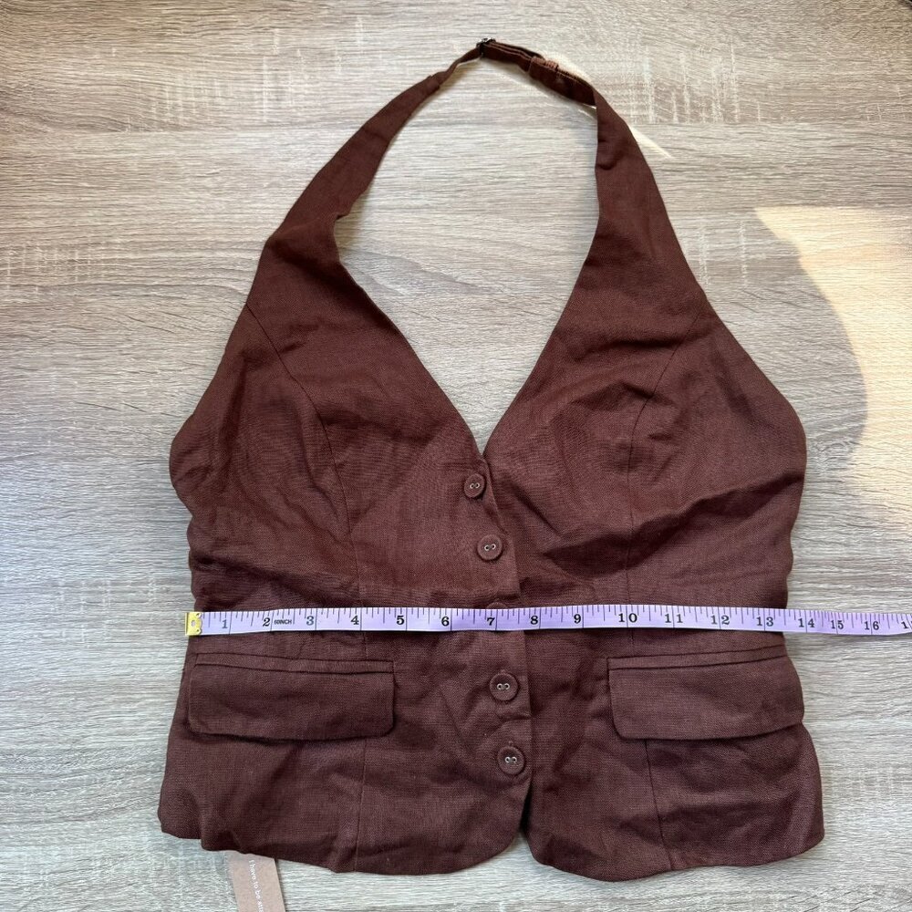 NWT Reformation Aida Linen Vest Top Chocolate Cake Brown 2 - Picture 12 of 13
